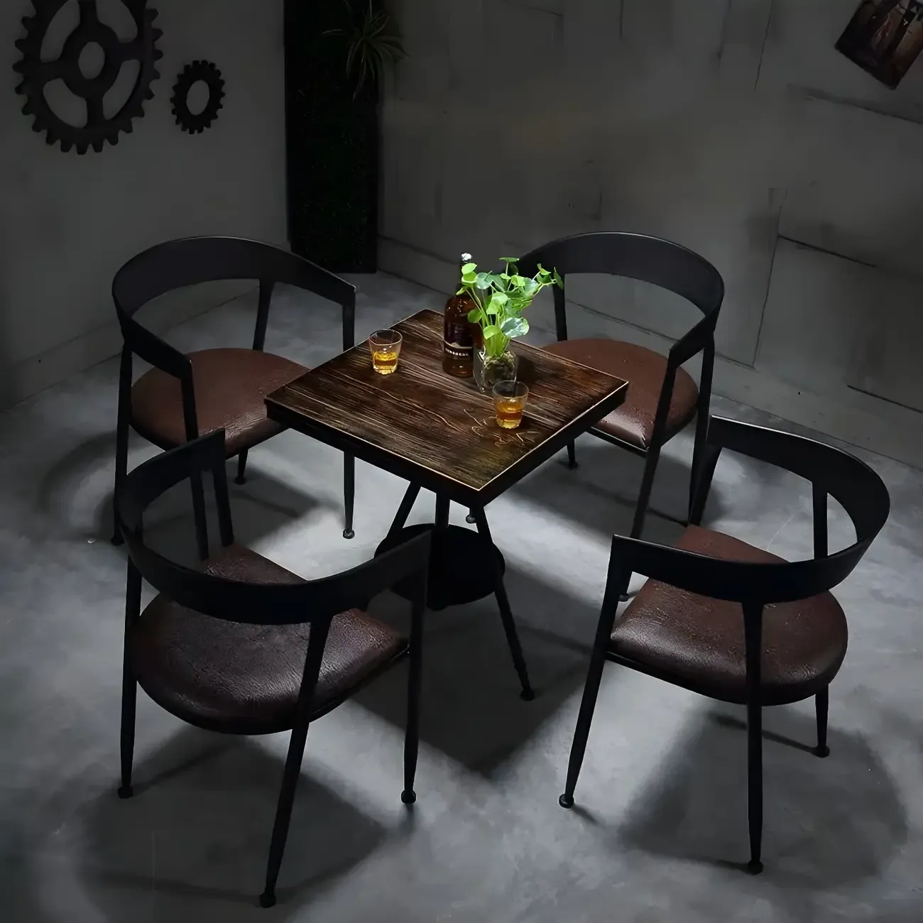 Industrial Adjustable Height Small Bar Table Wood Table Top Image - 4