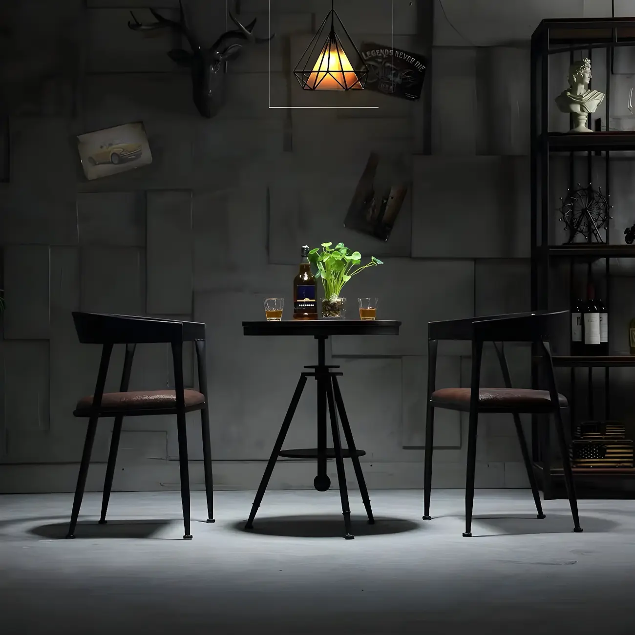 Industrial Adjustable Height Small Bar Table Wood Table Top Image - 5 | homeyfad