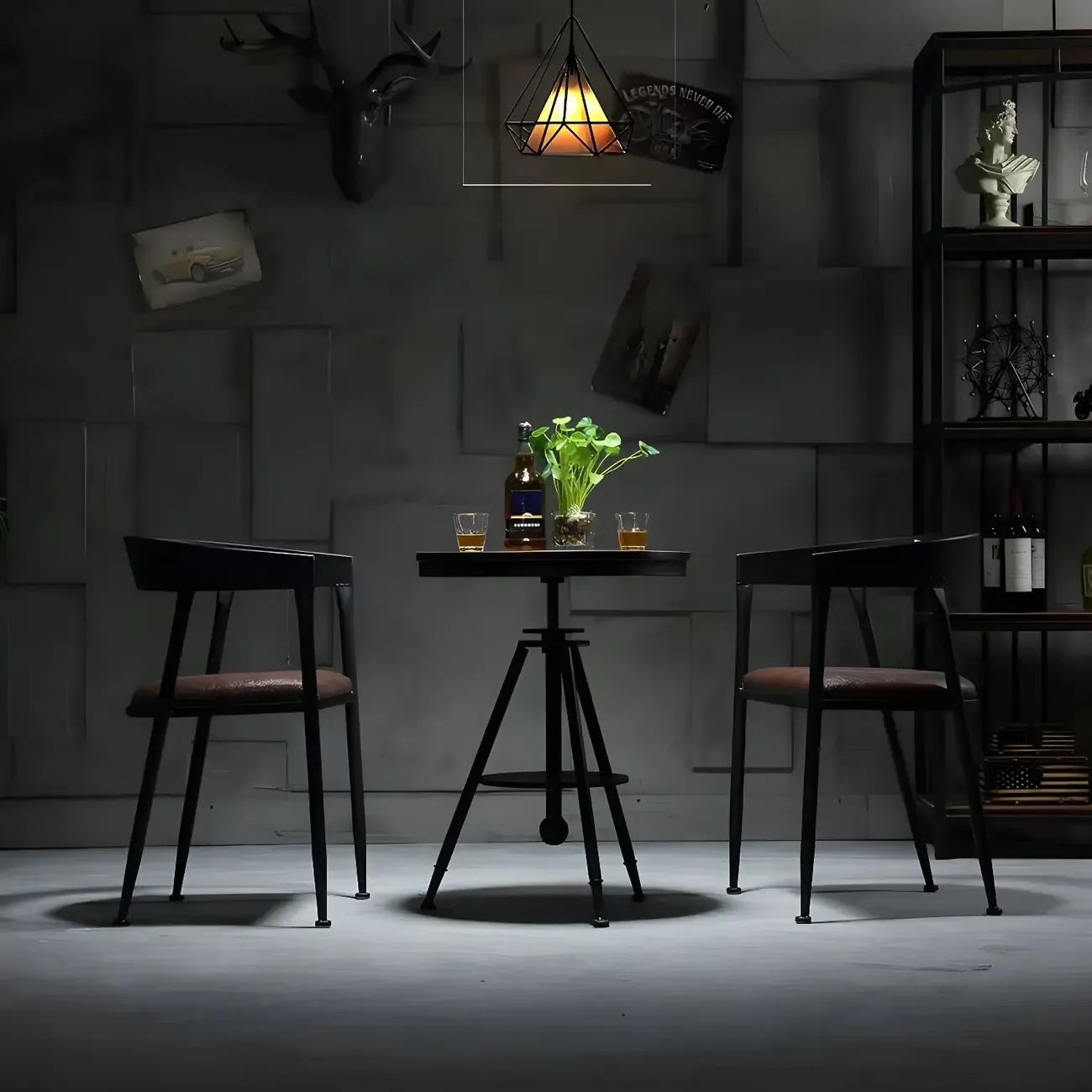 Industrial Adjustable Height Small Bar Table Wood Table Top Image - 5