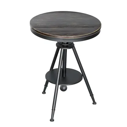 Industrial Adjustable Height Small Bar Table Wood Table Top Image - 6