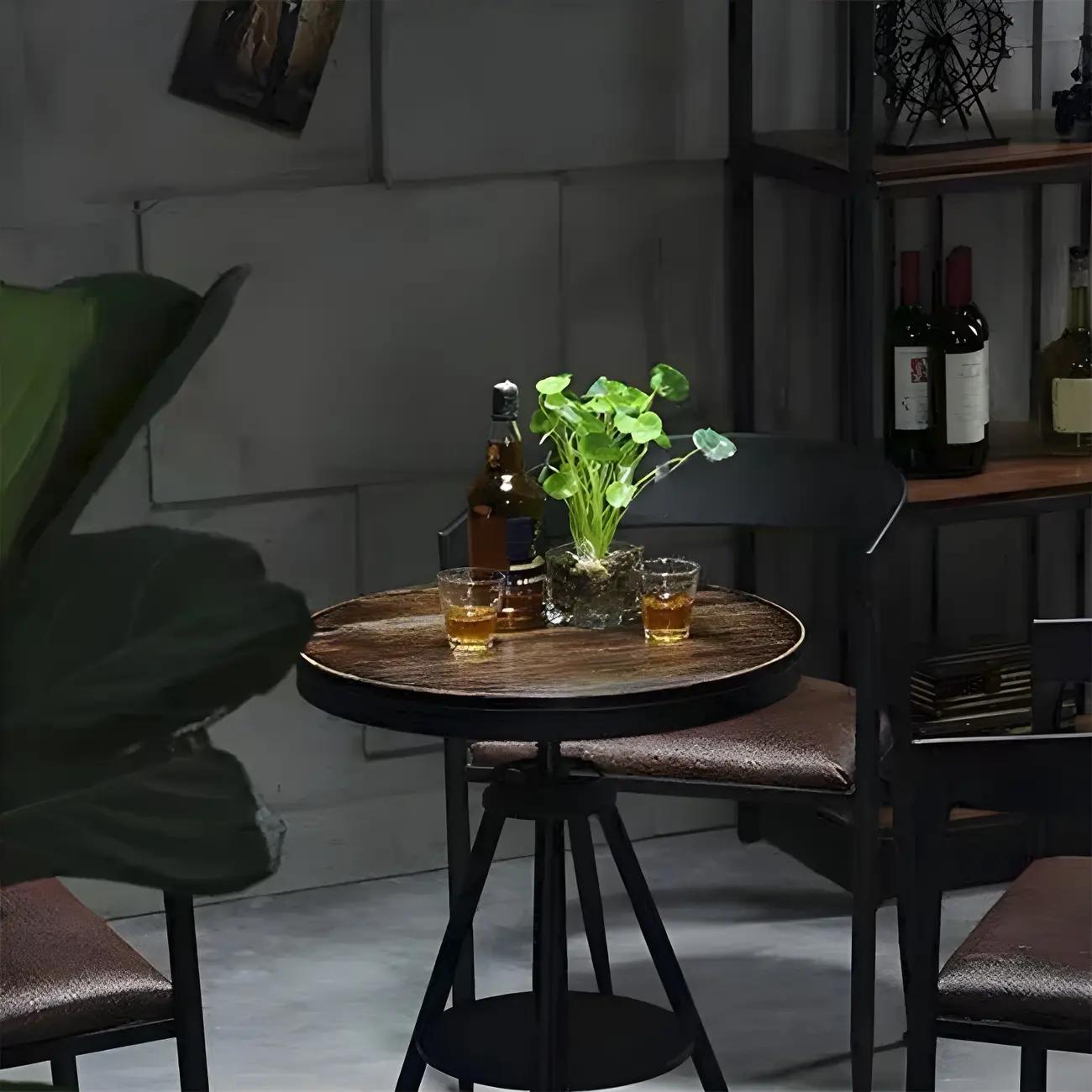 Industrial Adjustable Height Small Bar Table Wood Table Top Image - 8 | homeyfad