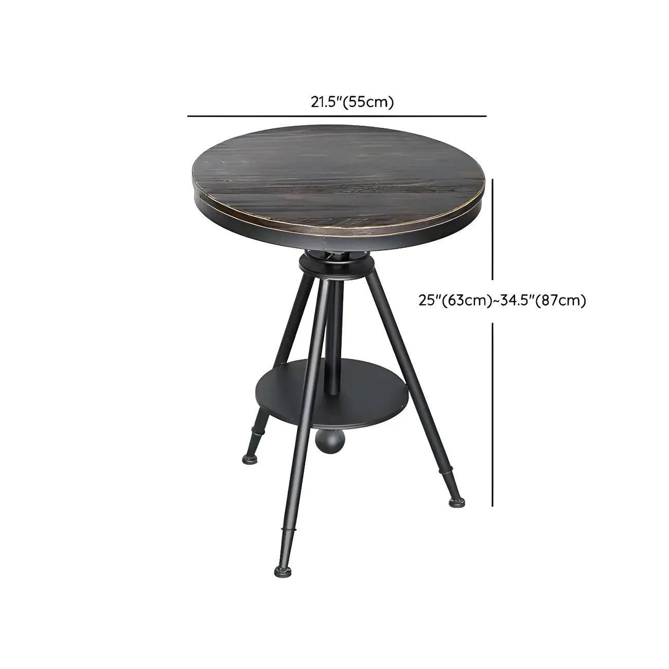 Industrial Adjustable Height Small Bar Table Wood Table Top #size