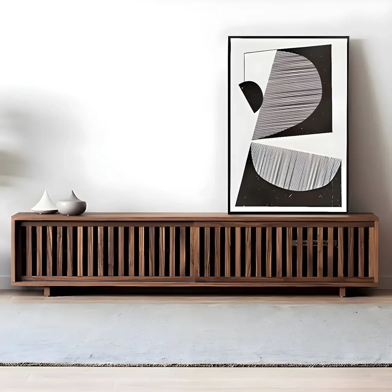 Modern Wood TV Stand Entertainment Center Image - 6