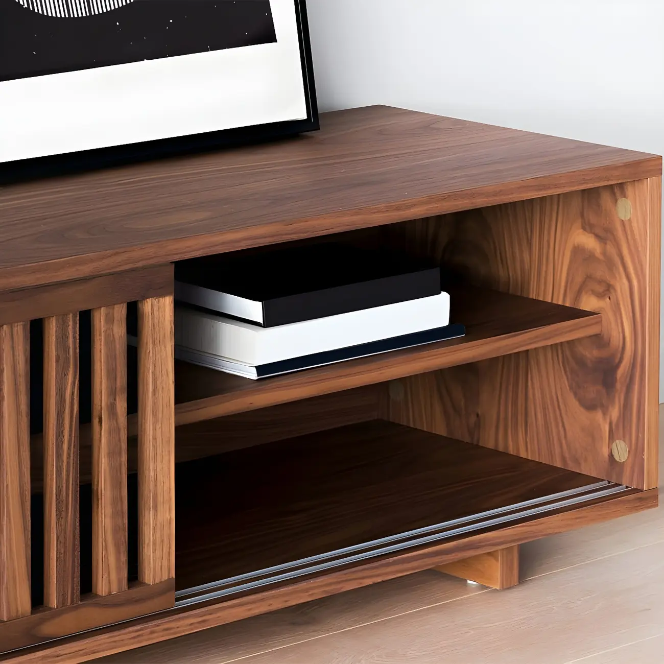 Modern Wood TV Stand Entertainment Center Image - 4 | homeyfad