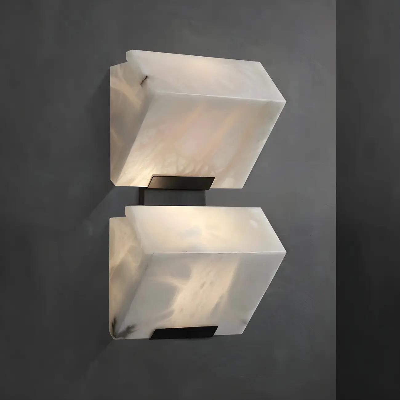 Geometric White Stone Indoor Wall Light in Hardwired Image - 1 | homeyfad