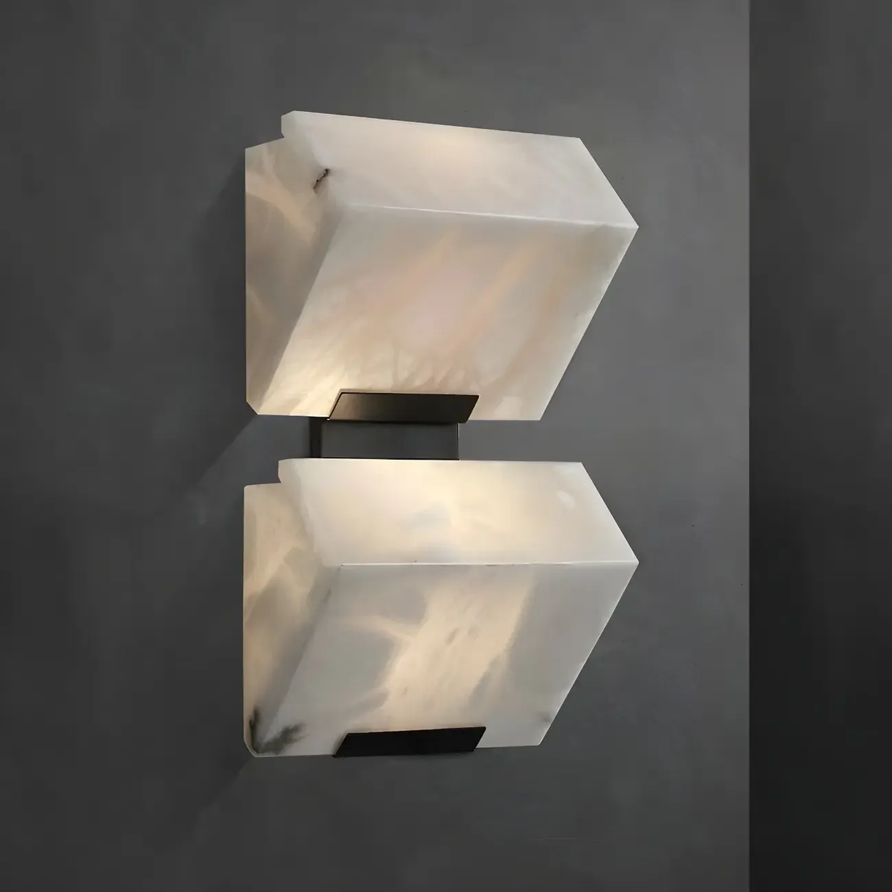 Geometric White Stone Indoor Wall Light in Hardwired | HomeyFad