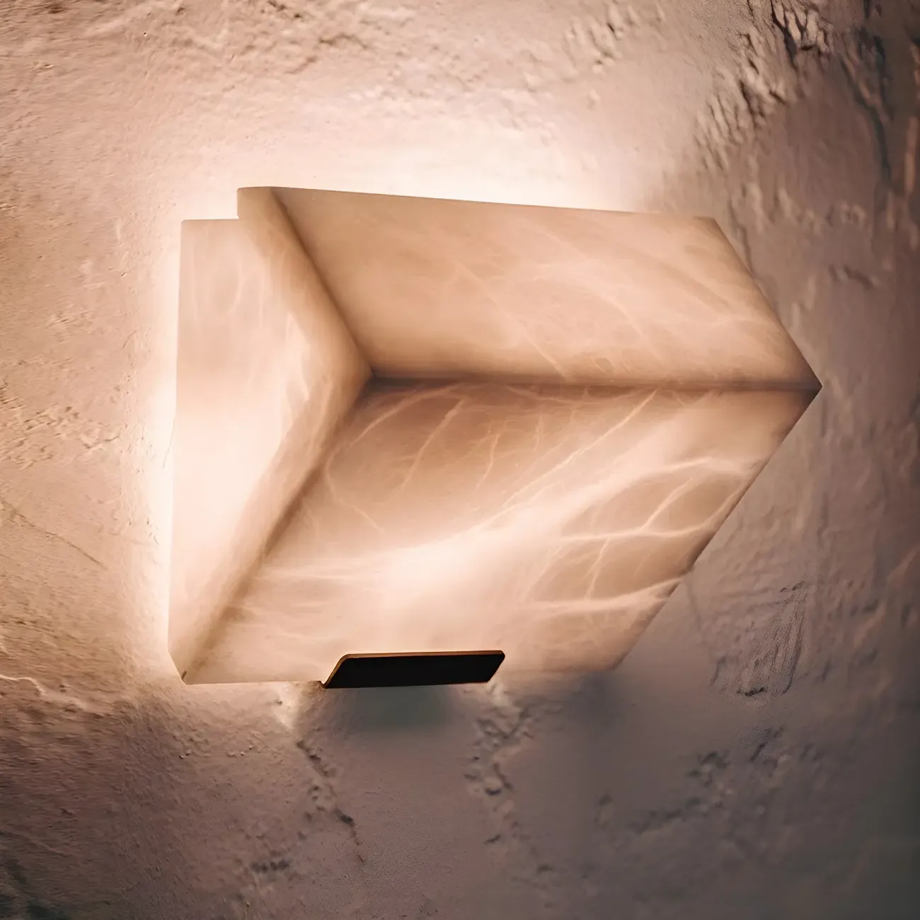 Geometric White Stone Indoor Wall Light in Hardwired Image - 3