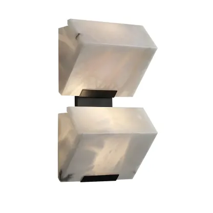 Geometric White Stone Indoor Wall Light in Hardwired Image - 5