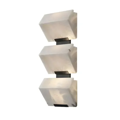 Geometric White Stone Indoor Wall Light in Hardwired Image - 7