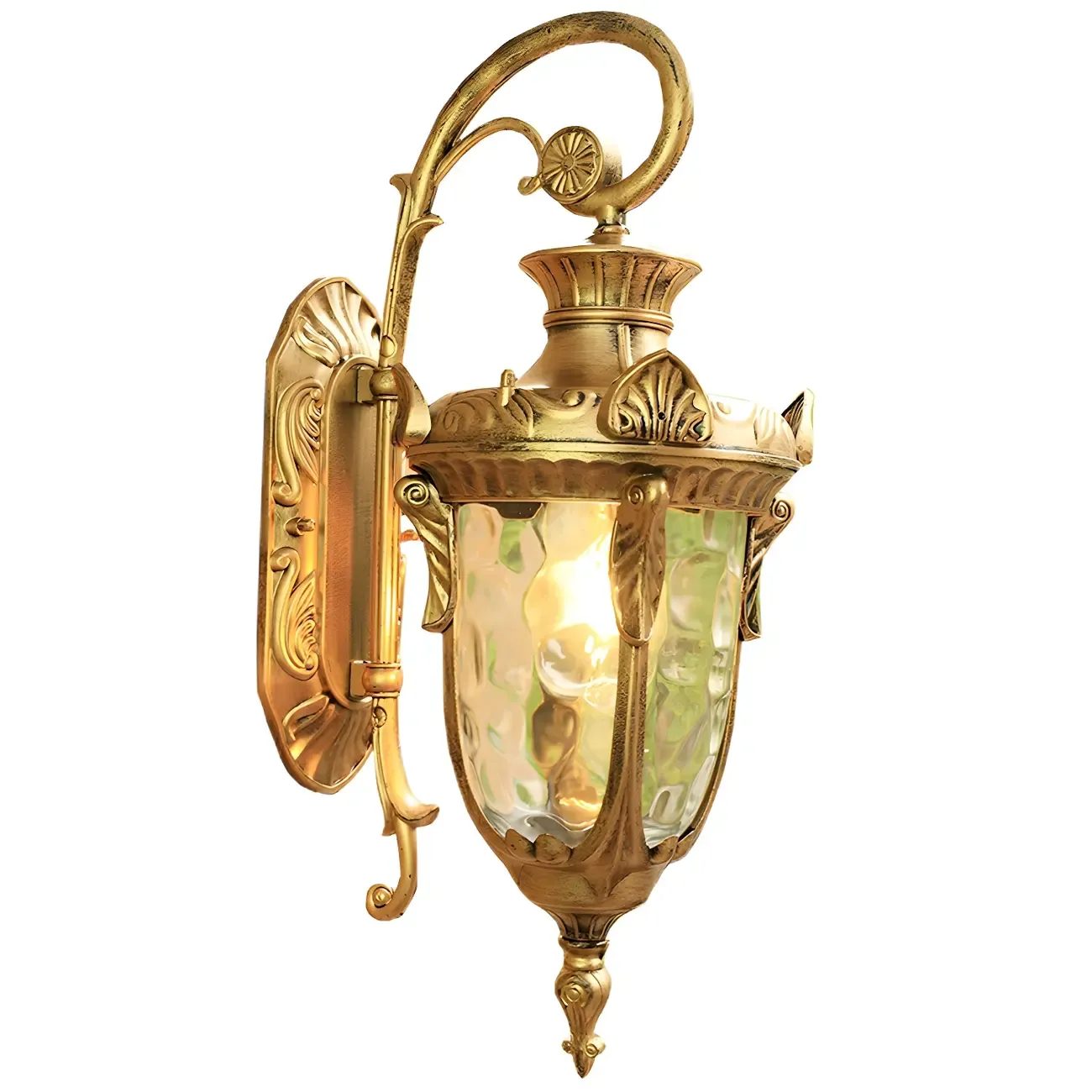 Vintage Bronze Water Ripple Glass Outdoor Wall Lantern Light 