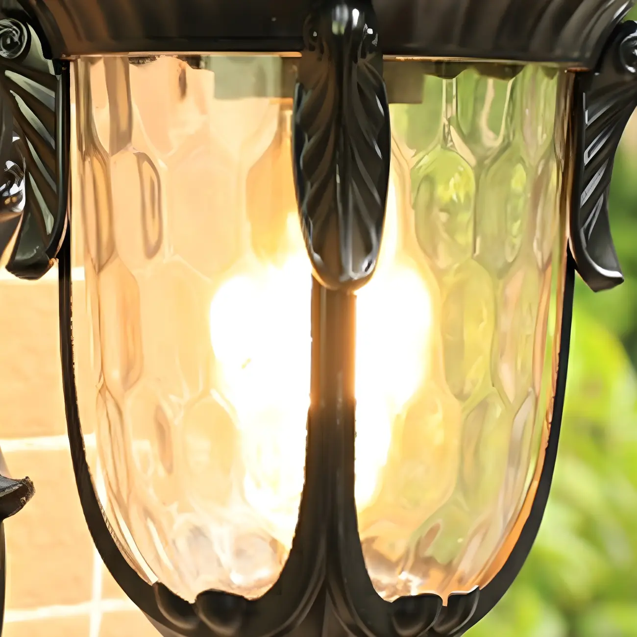 Vintage Bronze Water Ripple Glass Outdoor Wall Lantern Light  | homeyfad