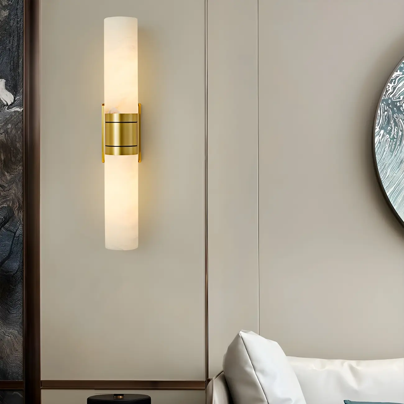 Modern LED Wall Light with Stone Shade for Home Decor Image - 1 | homeyfad