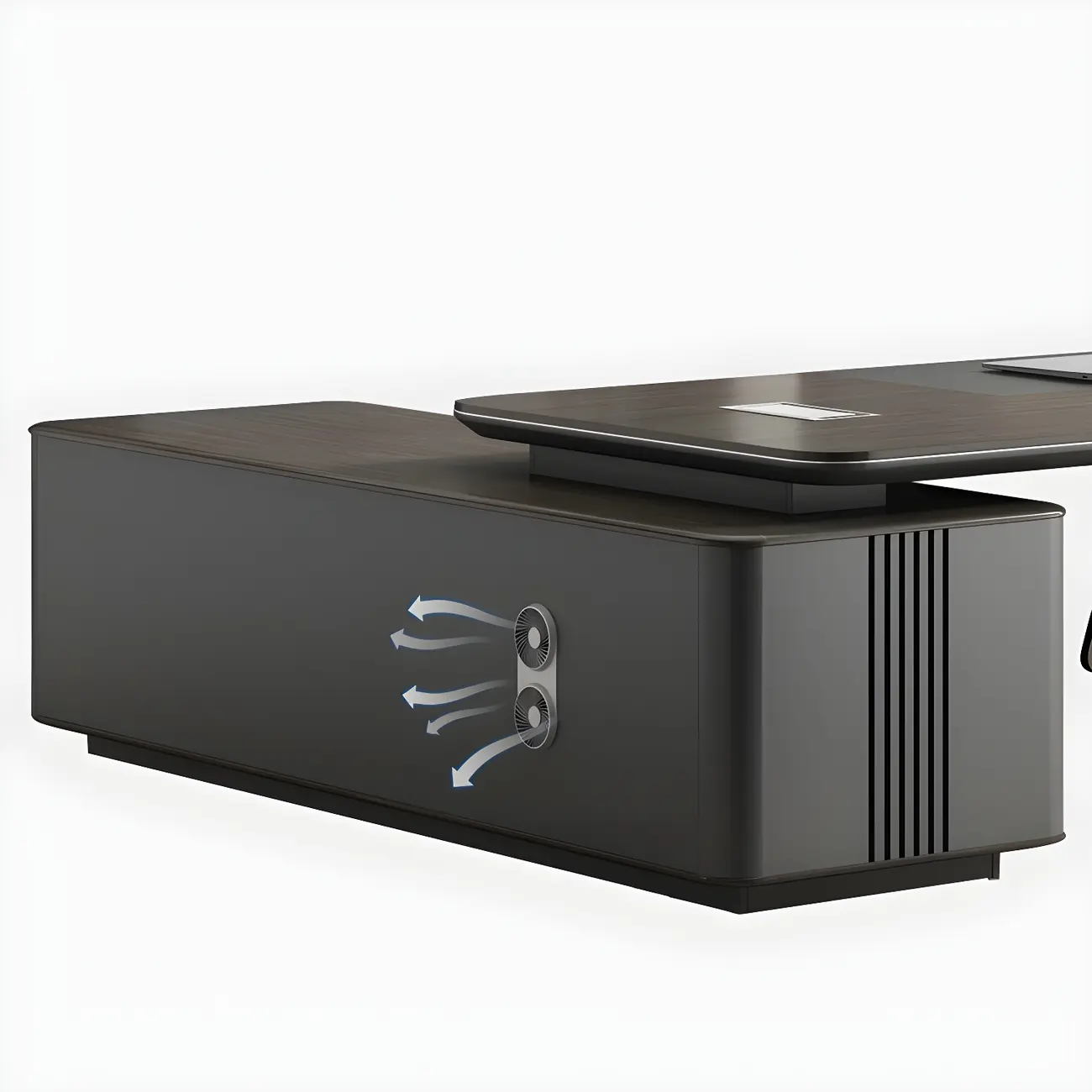 Elegant Black Wooden L-Shape Standing Desk with Shelving Image - 8 | homeyfad