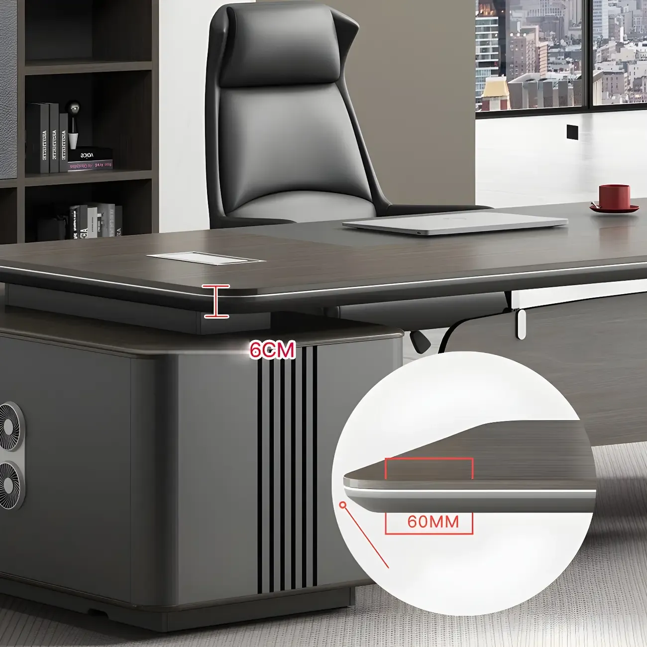Elegant Black Wooden L-Shape Standing Desk with Shelving Image - 10