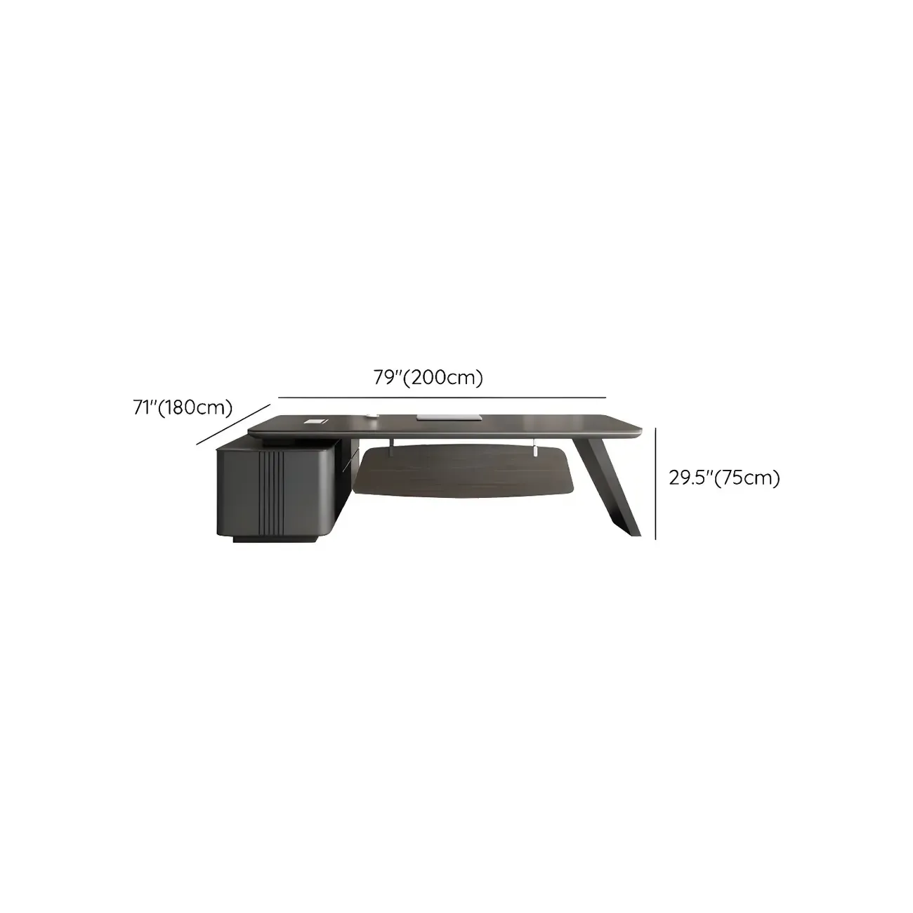 Elegant Black Wooden L-Shape Standing Desk with Shelving Image - 12