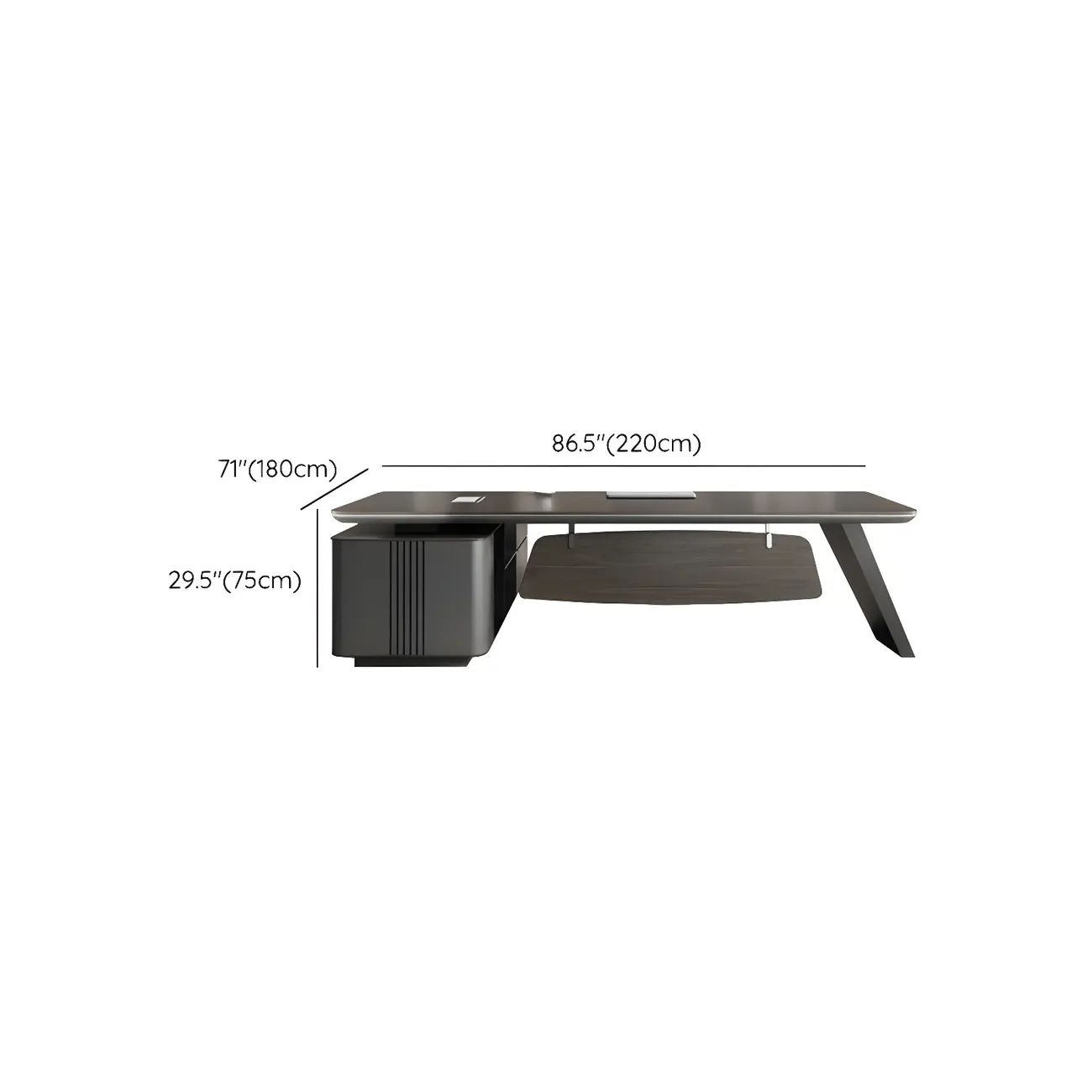 Elegant Black Wooden L-Shape Standing Desk with Shelving Image - 13 | homeyfad