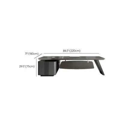 Elegant Black Wooden L-Shape Standing Desk with Shelving Image - 13