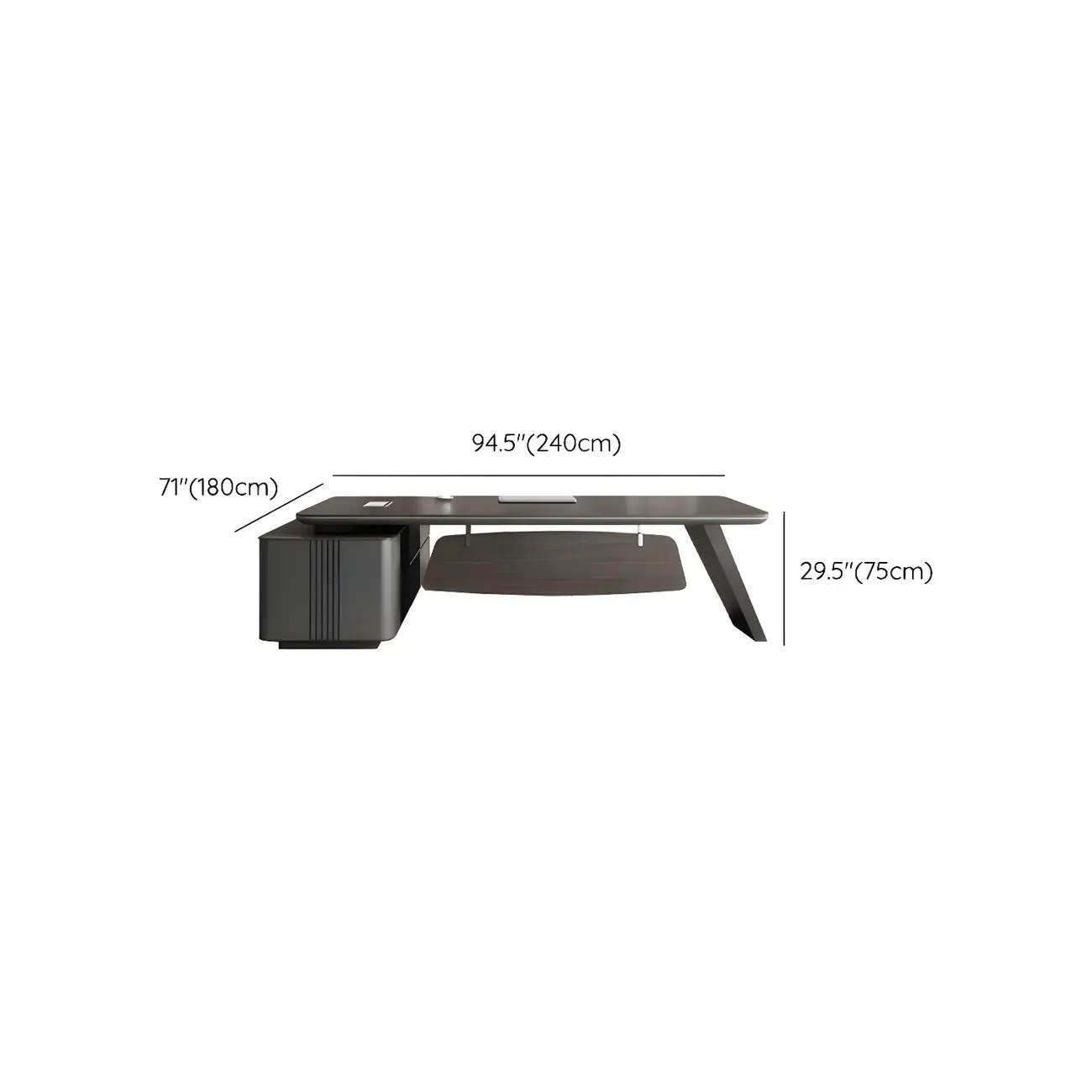 Elegant Black Wooden L-Shape Standing Desk with Shelving Image - 14