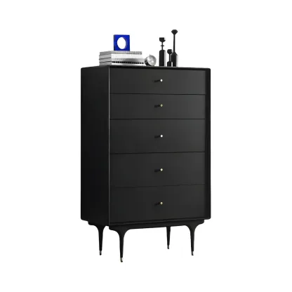 Retro Wooden Vertical Dresser with Soft Close Drawers & Storage Image - 4