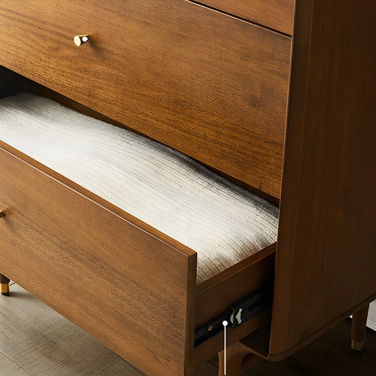 Retro Wooden Vertical Dresser with Soft Close Drawers & Storage Image - 9 | homeyfad