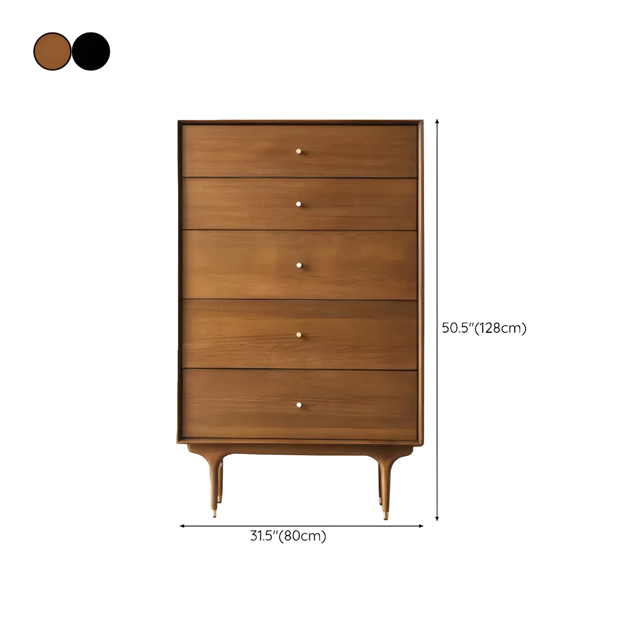 Retro Wooden Vertical Dresser with Soft Close Drawers & Storage #size | homeyfad