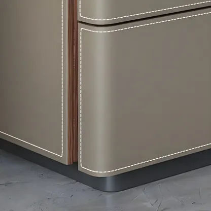 Modern Faux Leather Wood Top Drawers Nightstand Image - 16