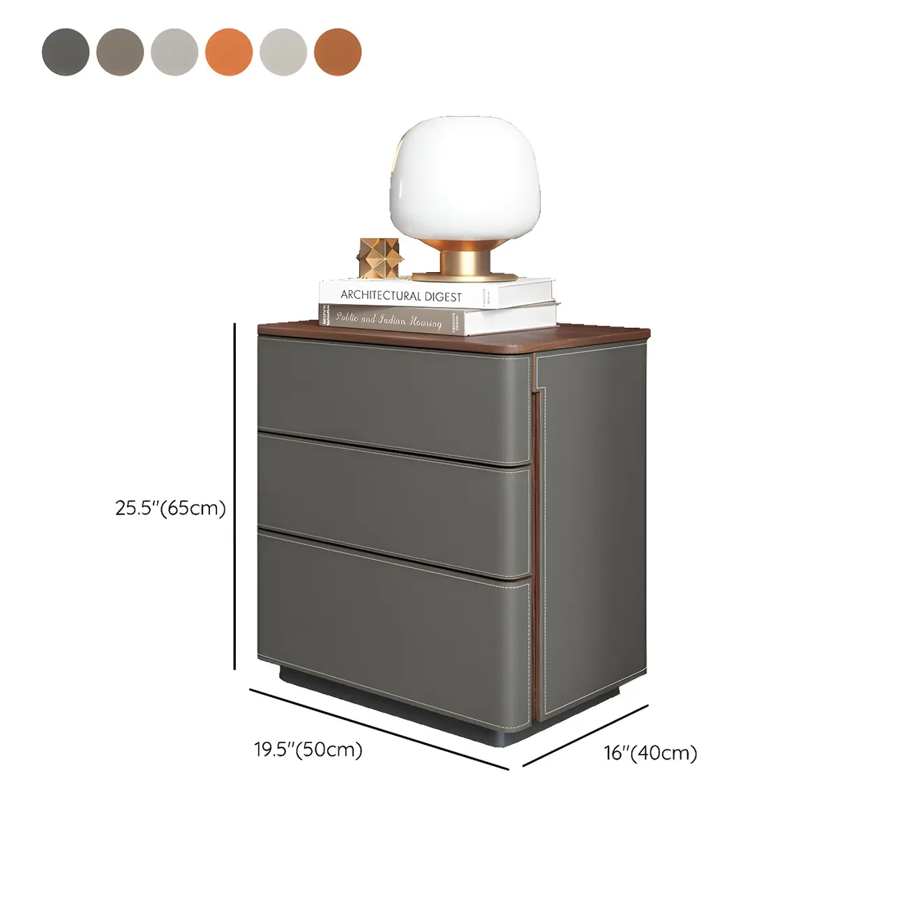 Modern Faux Leather Wood Top Drawers Nightstand Image - 47 | homeyfad
