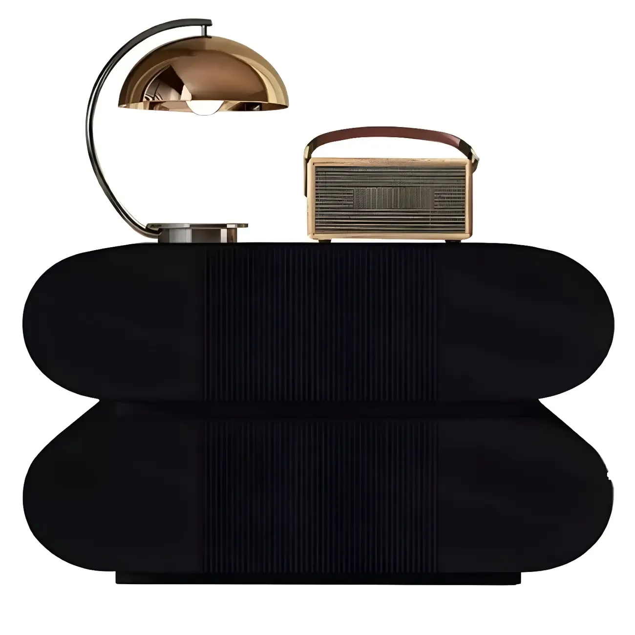 Modern Wood Striped White 2-Drawer Nightstand Image - 14