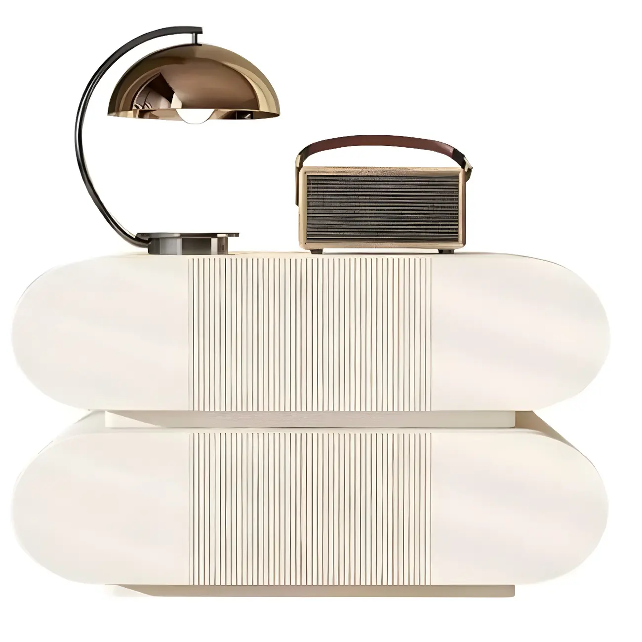 Modern Wood Striped White 2-Drawer Nightstand Image - 13 | homeyfad