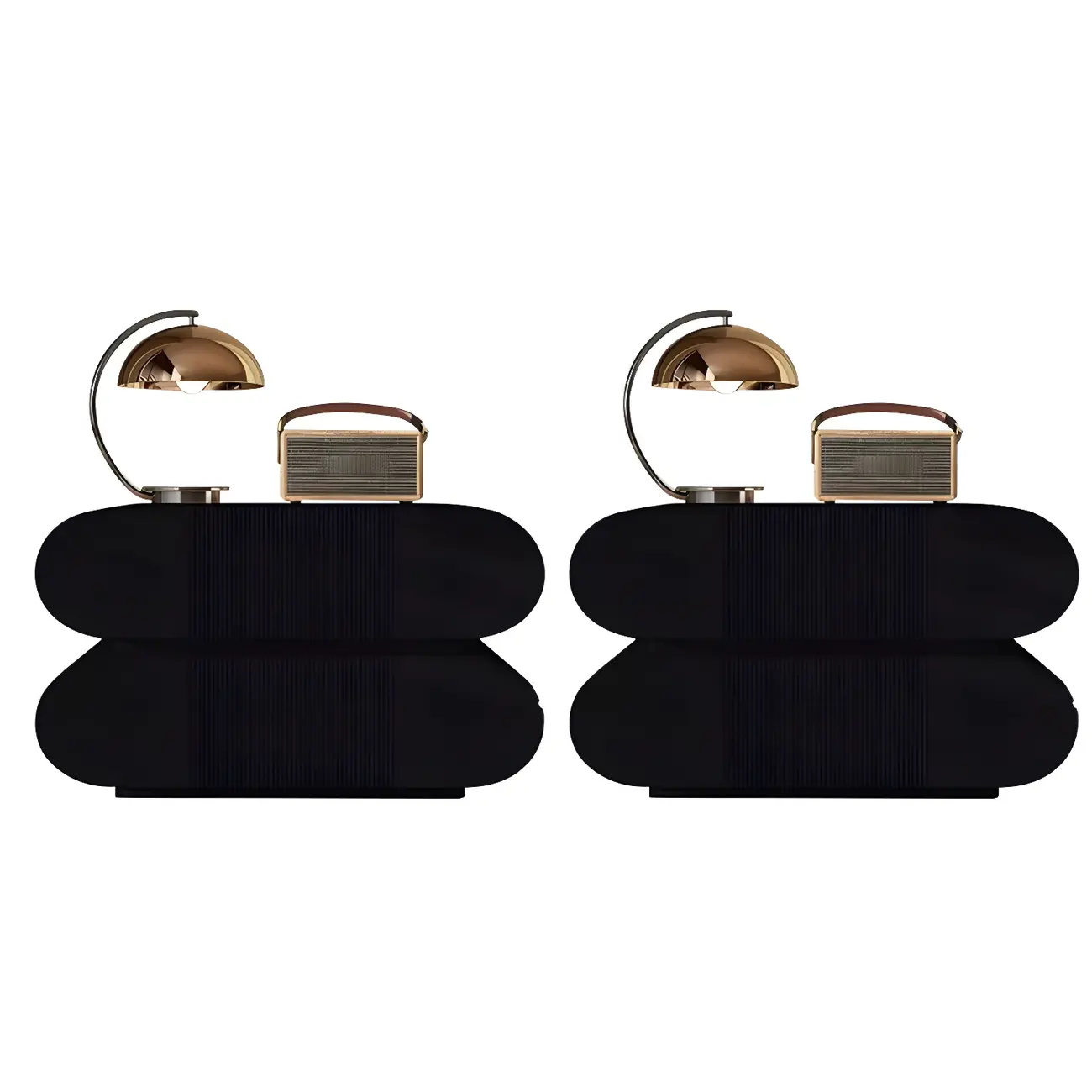 Modern Wood Striped White 2-Drawer Nightstand Image - 8 | homeyfad