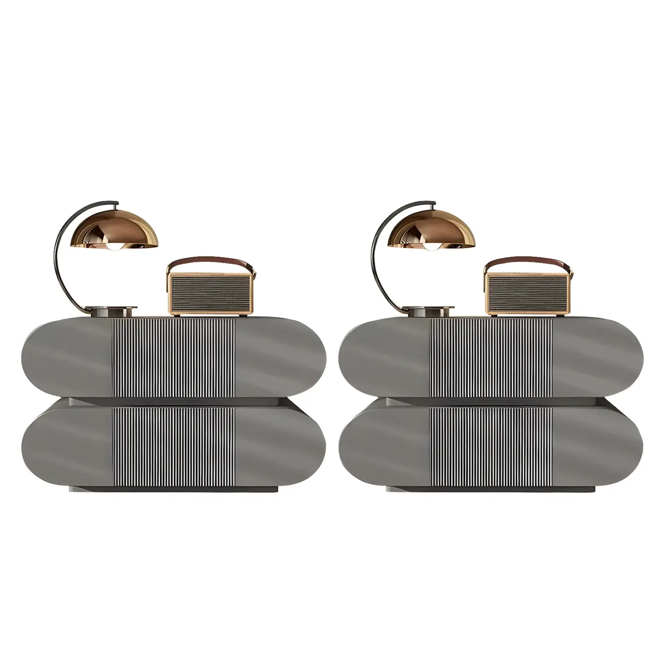 Modern Wood Striped White 2-Drawer Nightstand Image - 9 | homeyfad