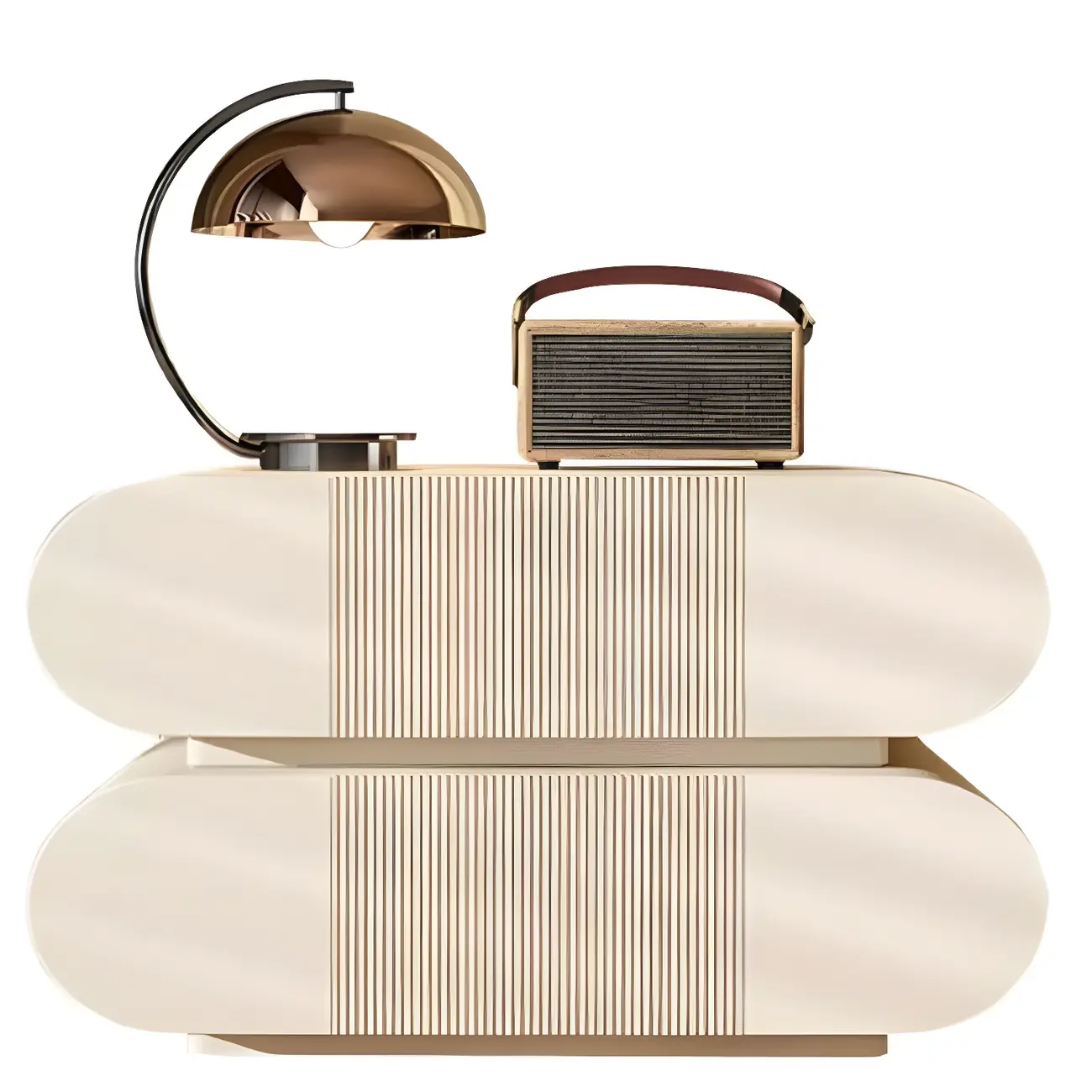 Modern Wood Striped White 2-Drawer Nightstand Image - 15 | homeyfad