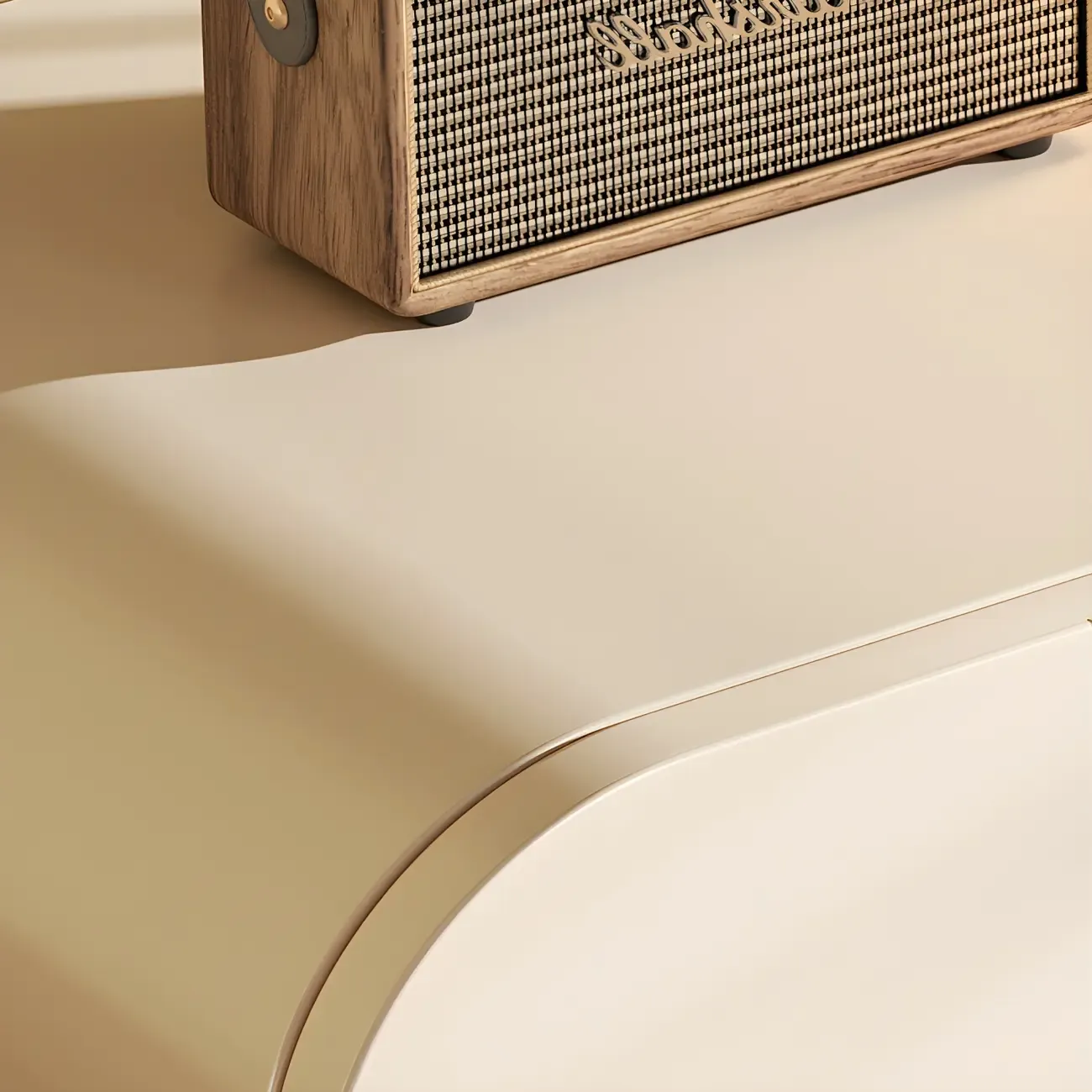 Modern Wood Striped White 2-Drawer Nightstand Image - 5