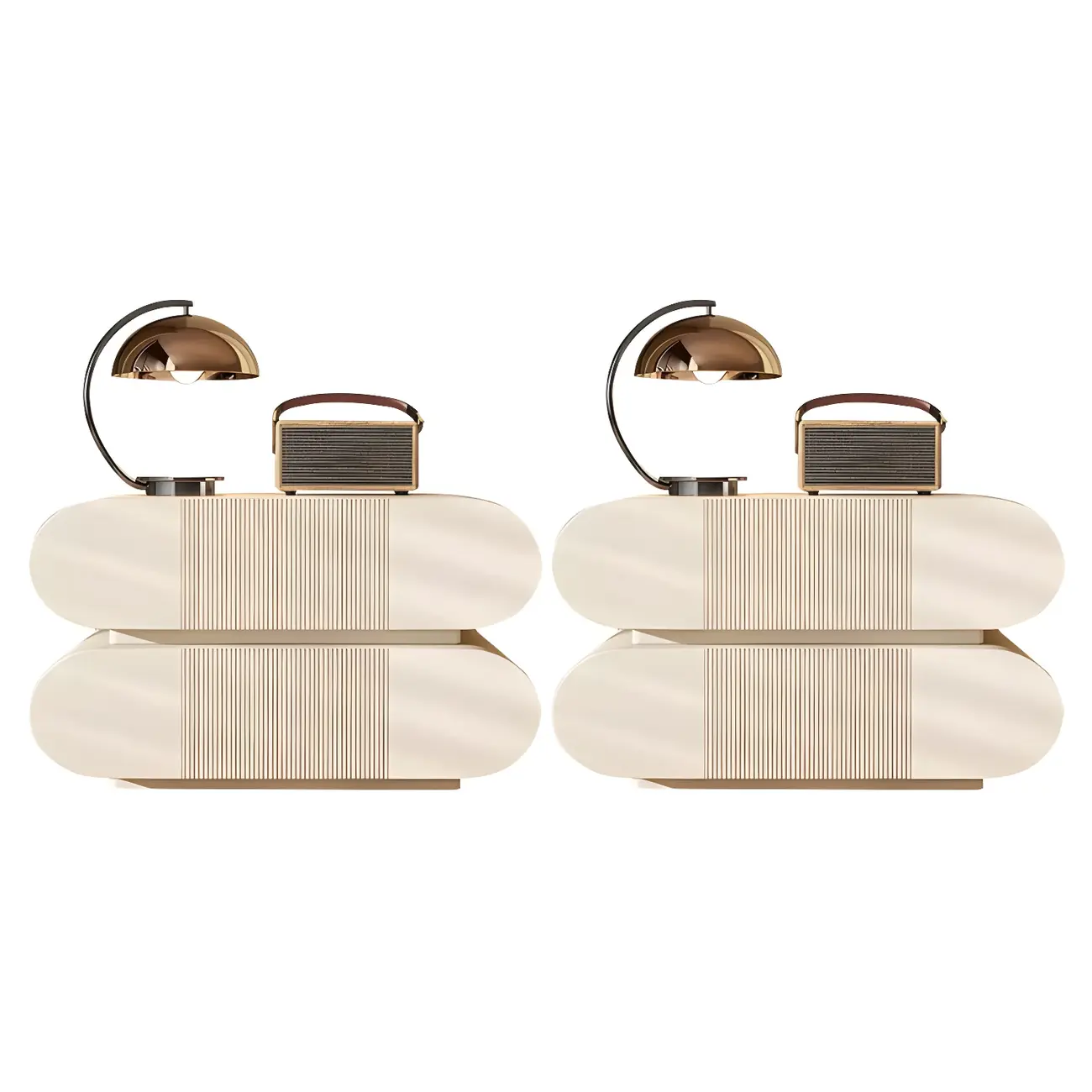 Modern Wood Striped White 2-Drawer Nightstand Image - 11 | homeyfad