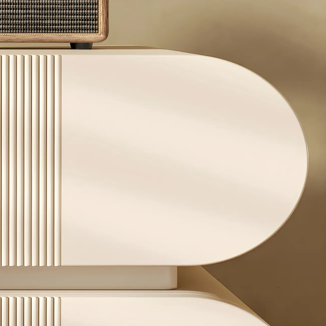 Modern Wood Striped White 2-Drawer Nightstand Image - 7