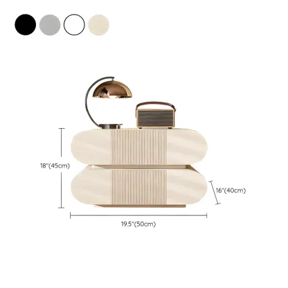 Modern Wood Striped White 2-Drawer Nightstand Image - 17