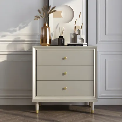 Modern Wooden Dresser with Gold Handles for Bedroom Image - 2