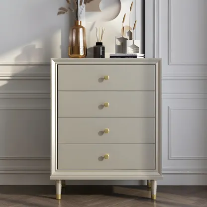 Modern Wooden Dresser with Gold Handles for Bedroom Image - 4