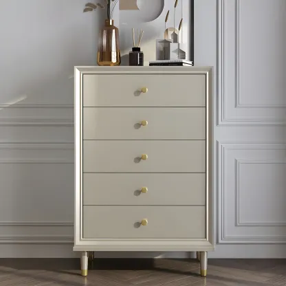 Modern Wooden Dresser with Gold Handles for Bedroom Image - 5