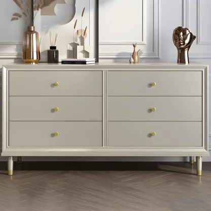 Modern Wooden Dresser with Gold Handles for Bedroom Image - 8