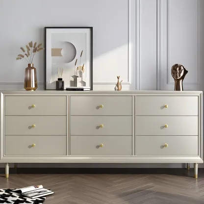 Modern Wooden Dresser with Gold Handles for Bedroom Image - 14