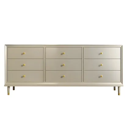 Modern Wooden Dresser with Gold Handles for Bedroom Image - 21