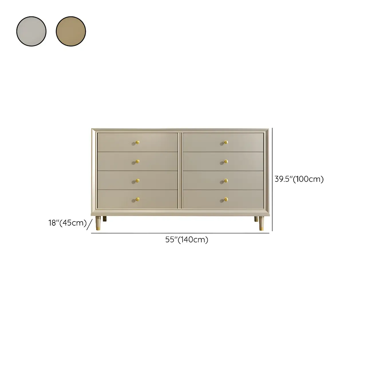 Modern Wooden Dresser with Gold Handles for Bedroom Image - 34