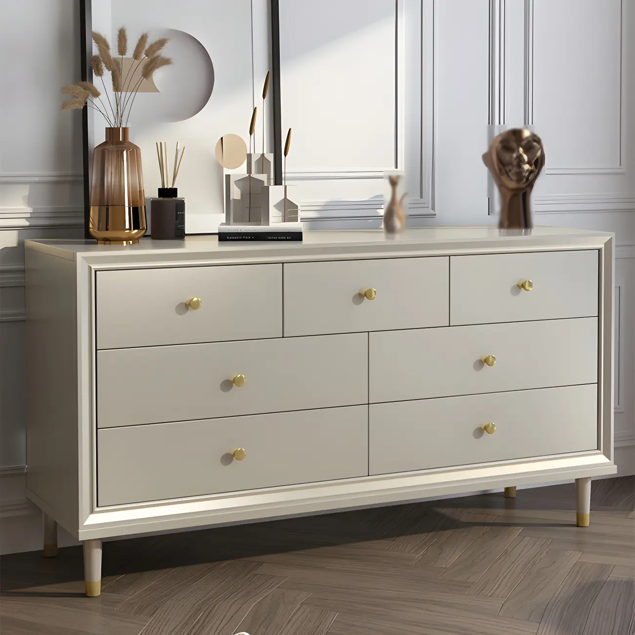 Elegant Off-White Wooden Dressers & Chests with Drawers Image - 4 | homeyfad