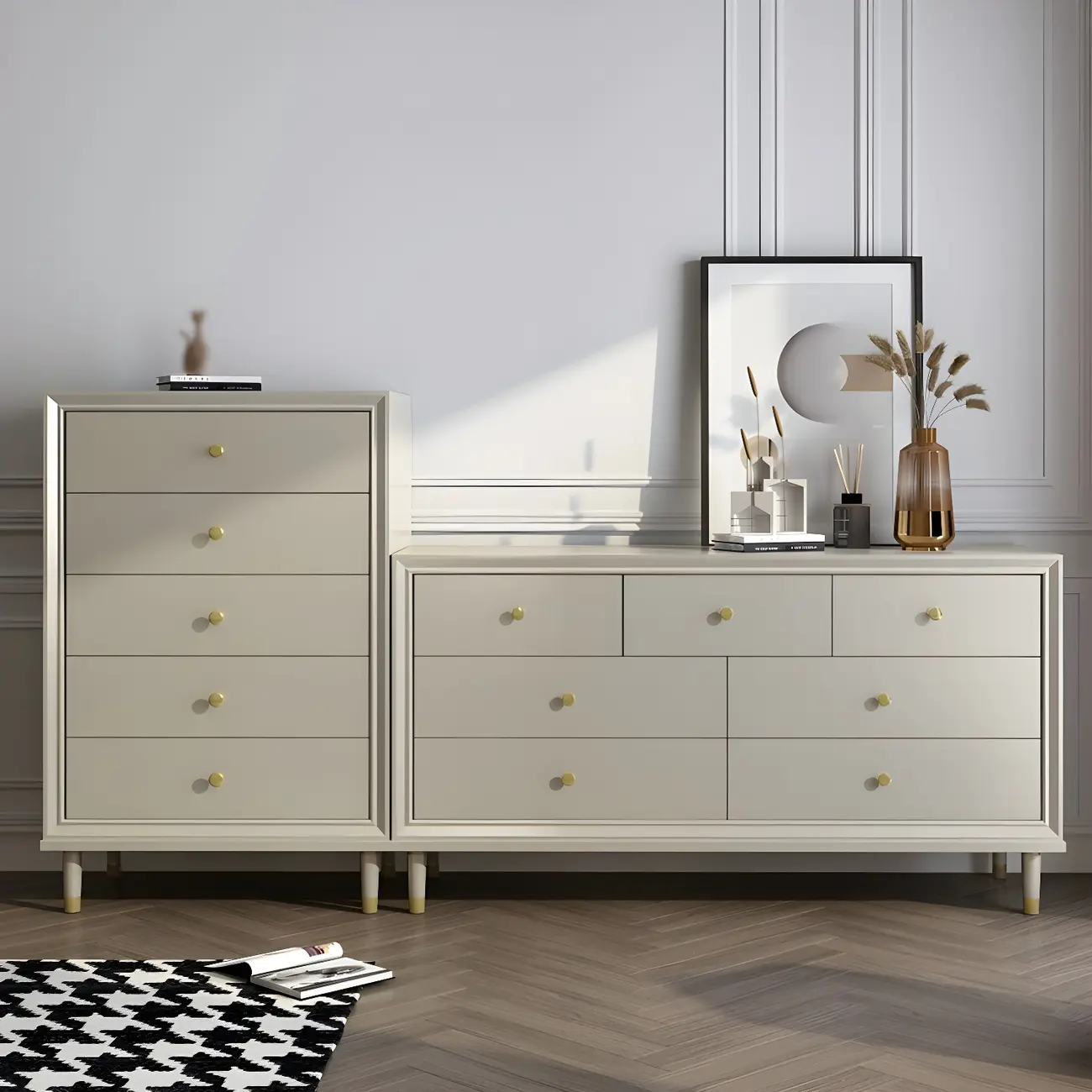 Elegant Off-White Wooden Dressers & Chests with Drawers Image - 6 | homeyfad