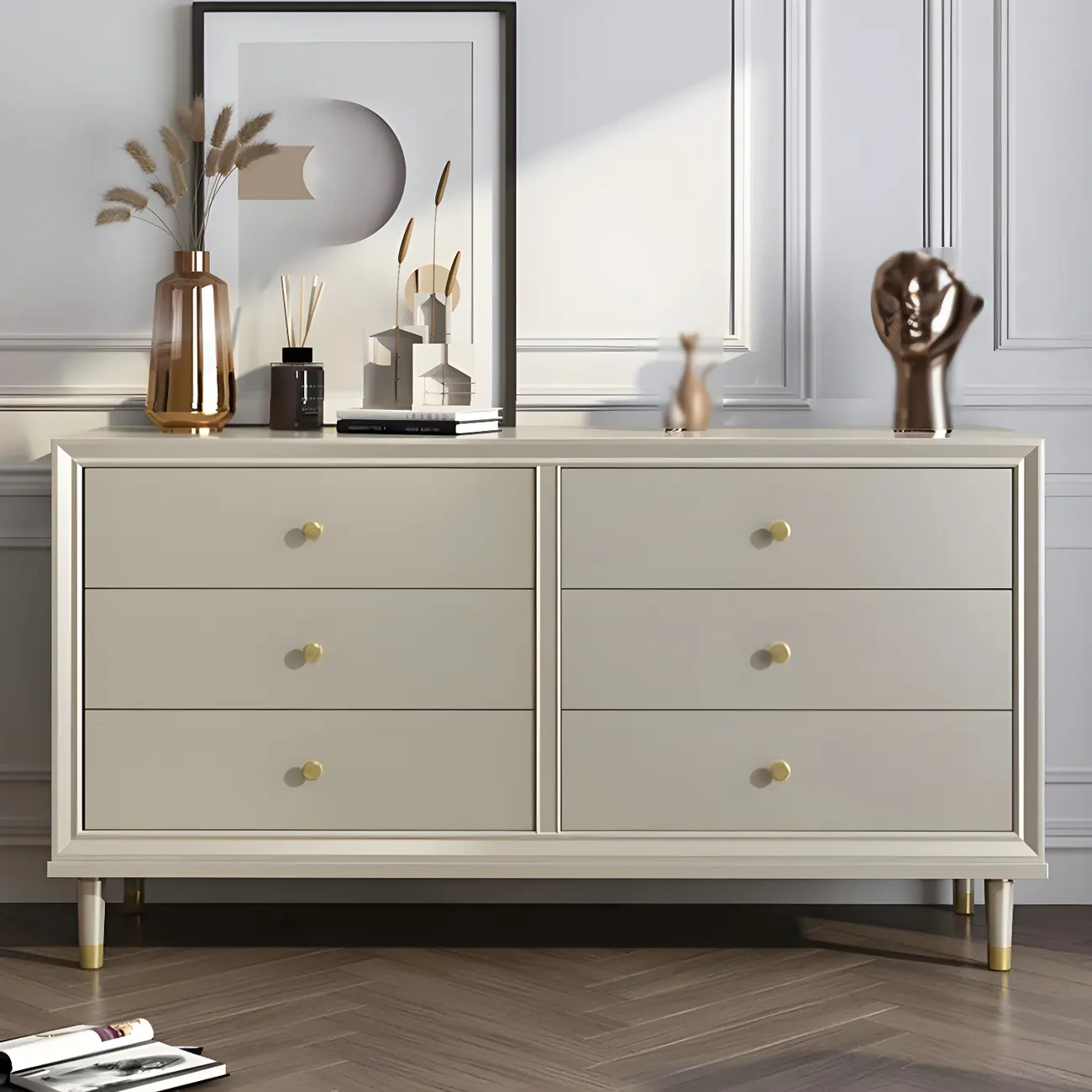 Elegant Off-White Wooden Dressers & Chests with Drawers Image - 7 | homeyfad