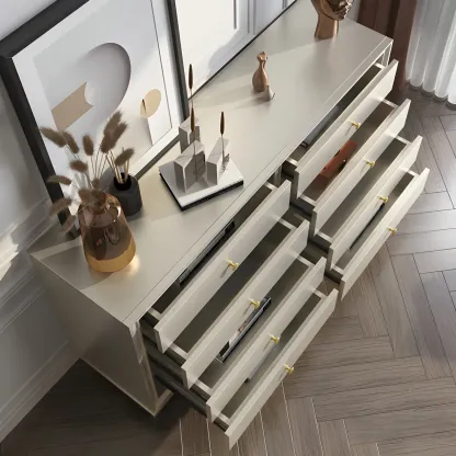 Elegant Off-White Wooden Dressers & Chests with Drawers Image - 8