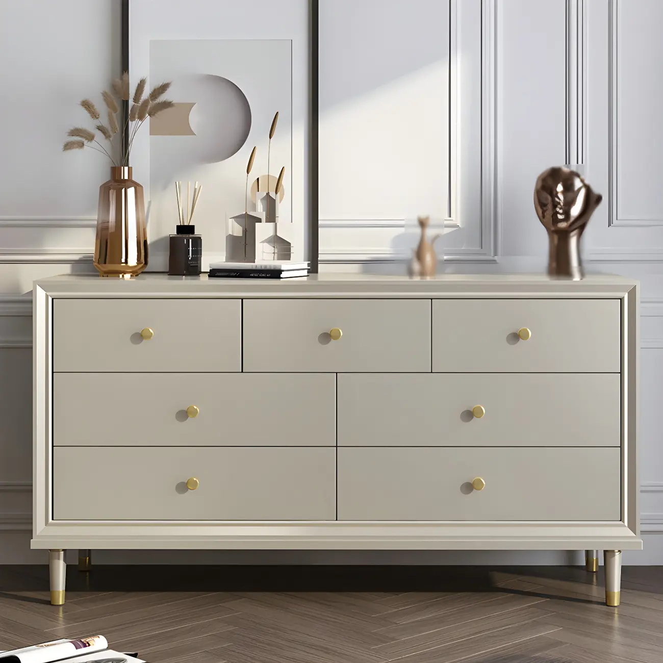 Elegant Off-White Wooden Dressers & Chests with Drawers Image - 9 | homeyfad