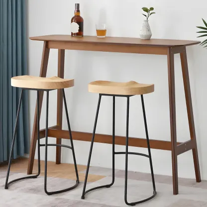 Modern Home Natural Bamboo Trestle Bar Table Image - 1