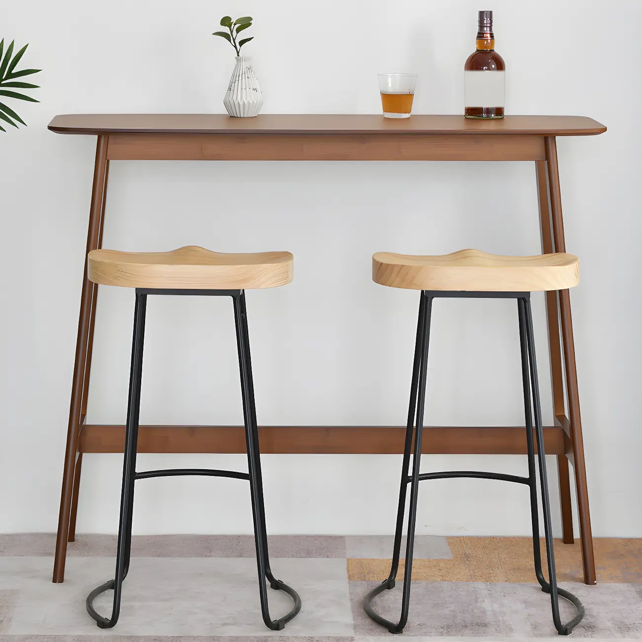 Modern Home Natural Bamboo Trestle Bar Table Image - 4 | homeyfad